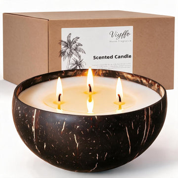 Ocean Breeze Scented Candle, Large 18oz 3 Wick Non Toxic Soy Candles, Natural Coconut Shell Candle, Fresh Airy - Set of 18
