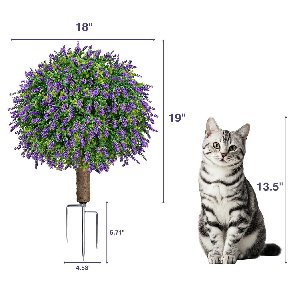24.7" Artificial Boxwood Topiary Ball Trees with Lavender