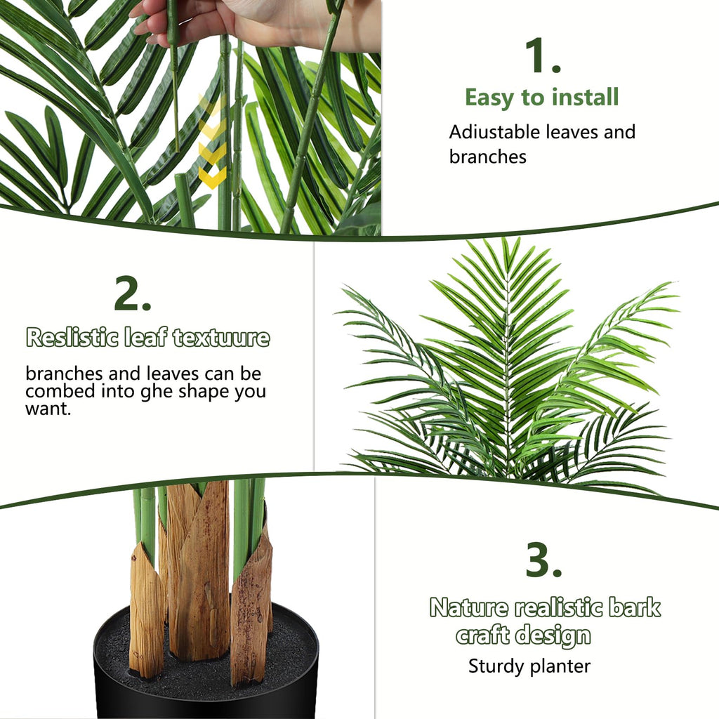 Artificial Areca Palm Plant 7Ft Fake Tropical Palm Tree Perfect Faux Dypsis Lutescens Plants in Pot for Indoor