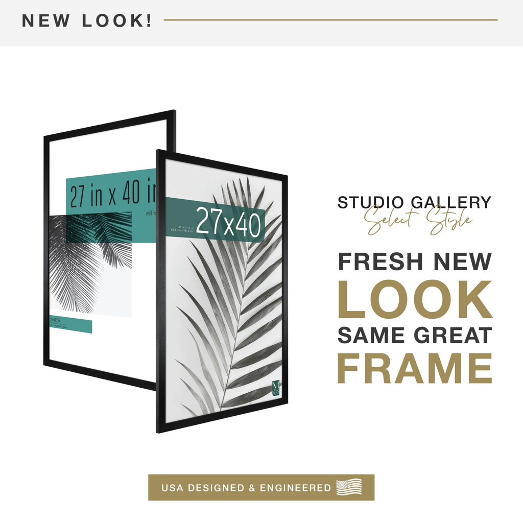 Studio Gallery Movie Poster Frame, 27x40, Black Woodgrain, 2-Pack