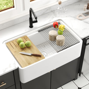 Farmhouse Sink 33 Inch White Fireclay Apron Front Farm Sink