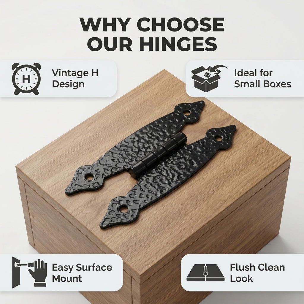 12 Pack Antique Black Cabinet Hinges, 3.5 Inch
