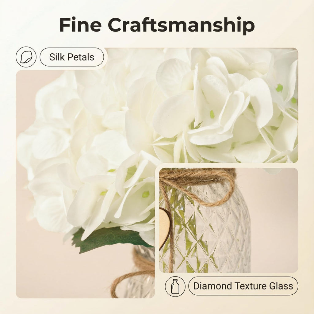 Artificial in Vase Silk Fake with Glass Vase Bohemian & Ins Style Faux with Glass Bottle Set Bathroom Decoration