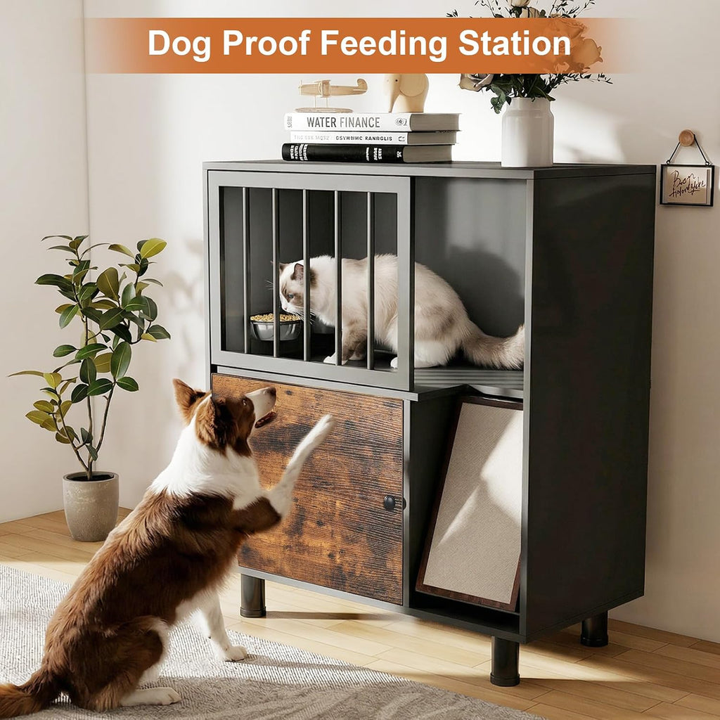 Dog Proof Cat Feeding Station, Cat Feeding Station with Storage