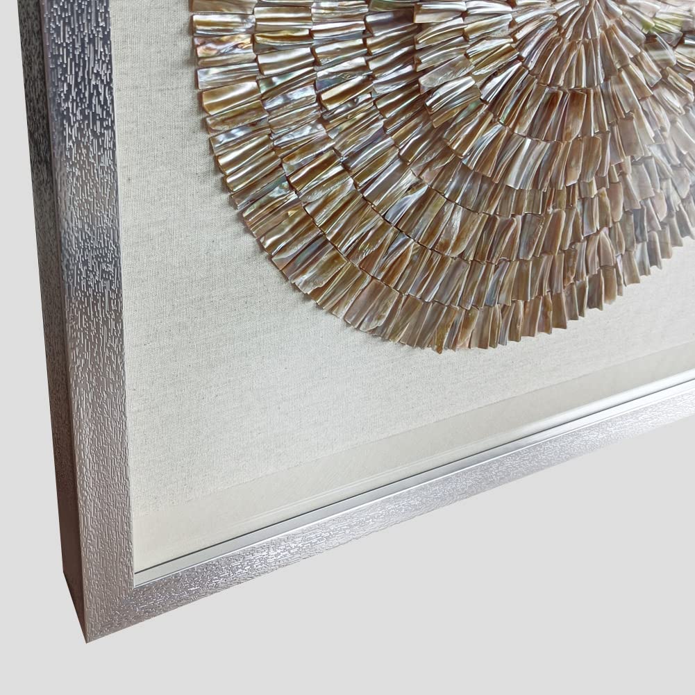 24"x24" Handmade Coastal Capiz Shell 3D Shadow Box Framed Wall Art