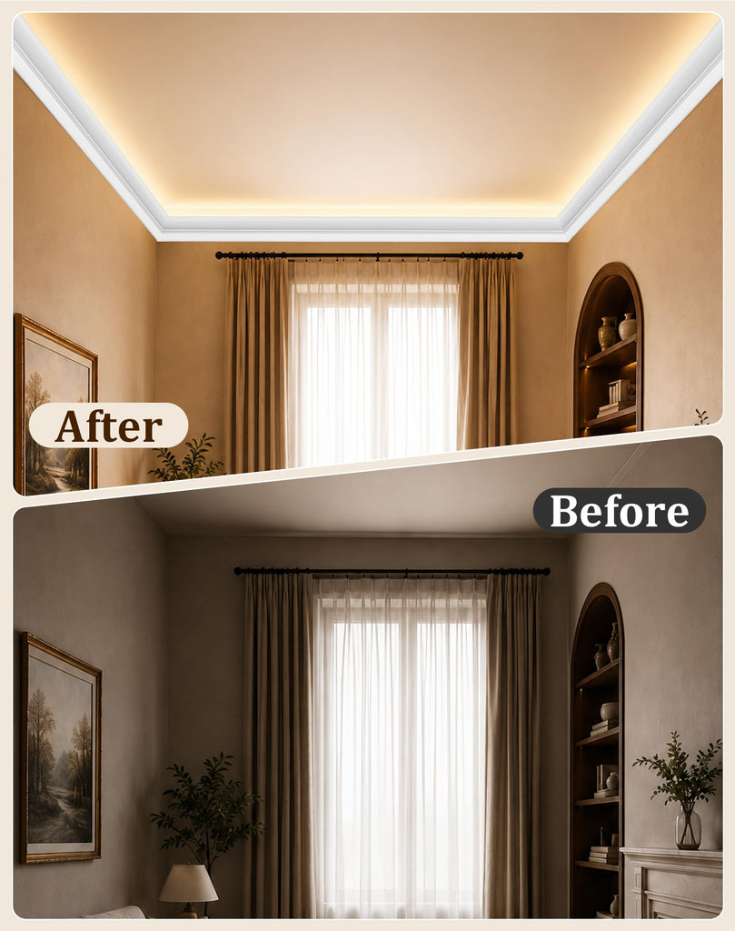 16 Pack 63FT Ceiling Crown Molding Trim with Hidden LED Light Channel