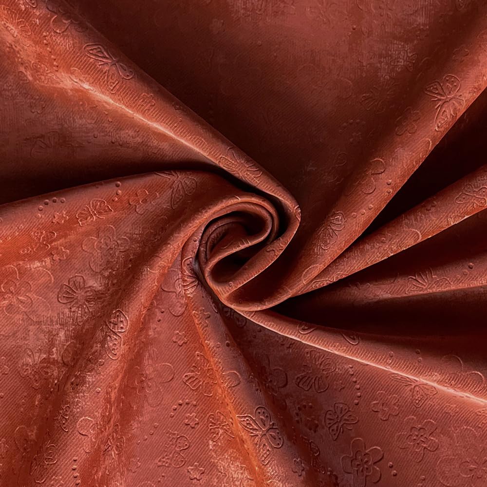Soft Flower Faux Leather Fabric by The Yard, Embossed Velvet Touch Home Upholstery Fabric DIY Projects Accessories