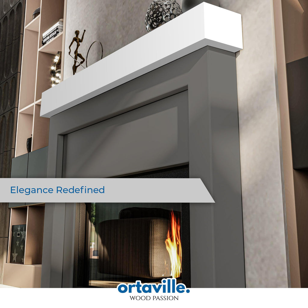 66" Floating Mantel Shelf - Modern White Fireplace Mantel with Matte Lacquer Finish Elegance (66", White)