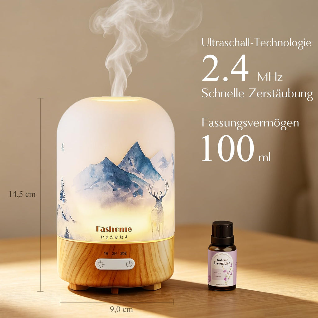 Hand Blown Glass Essential Oil Diffuser, Yoga and Office