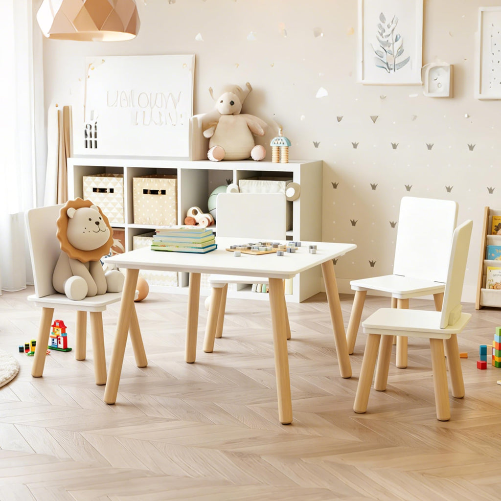 Kids Table and Chairs Set, 5 Pieces Toddler Table and Chair Set, Kids' Table & 4 Chair Sets, Kid Play Table for
