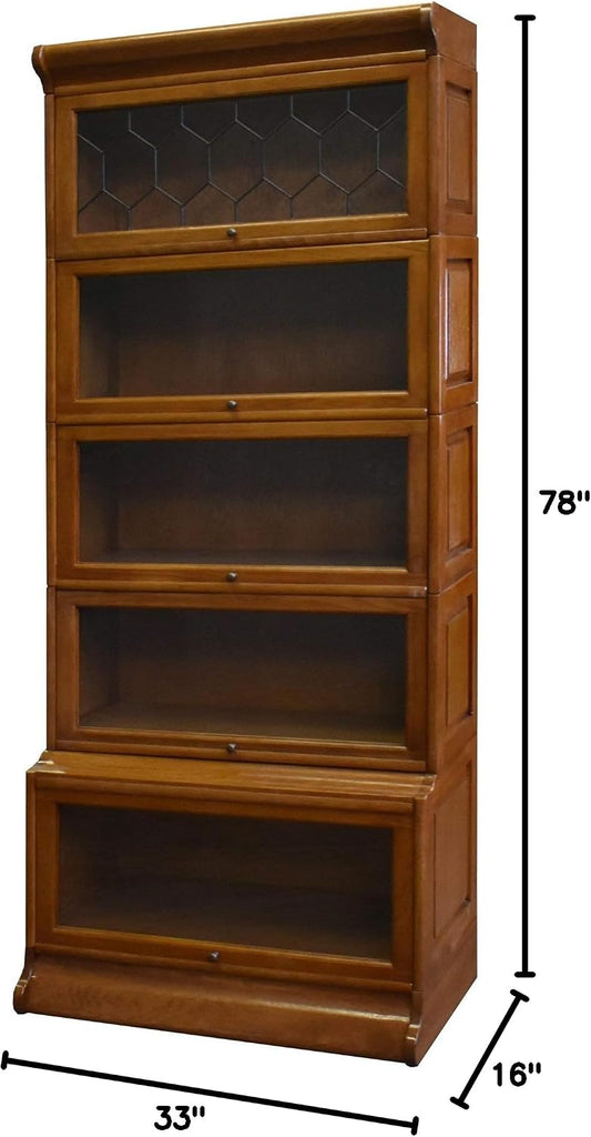 Arts and Crafts 5-Stack Wood Barrister Bookcase in Cherry