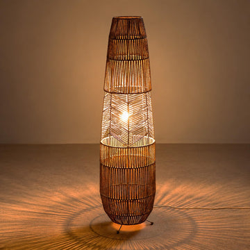 Hand Woven Rattan Floor Lamp, Boho Standing Lamps