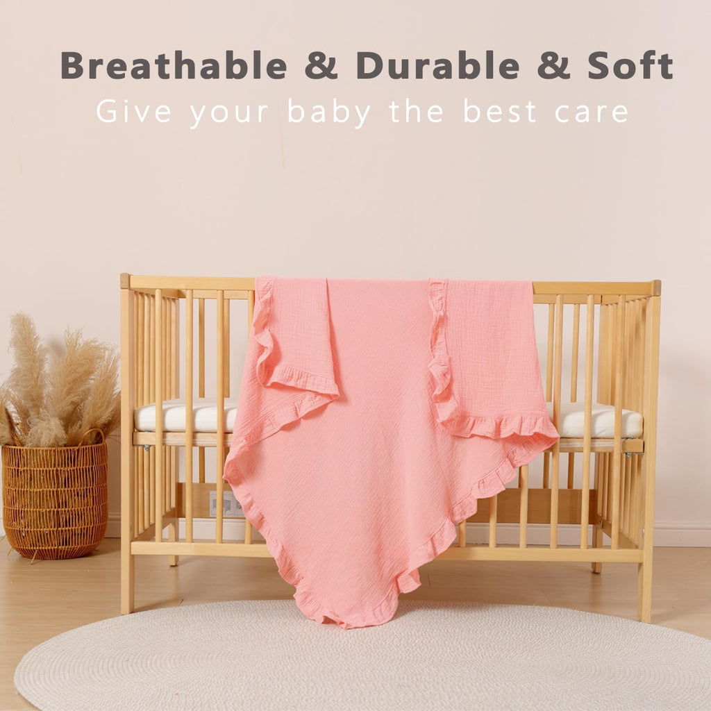 Muslin Baby Blankets 43.3x43.3 Soft Unisex Swaddle Blanket (White)