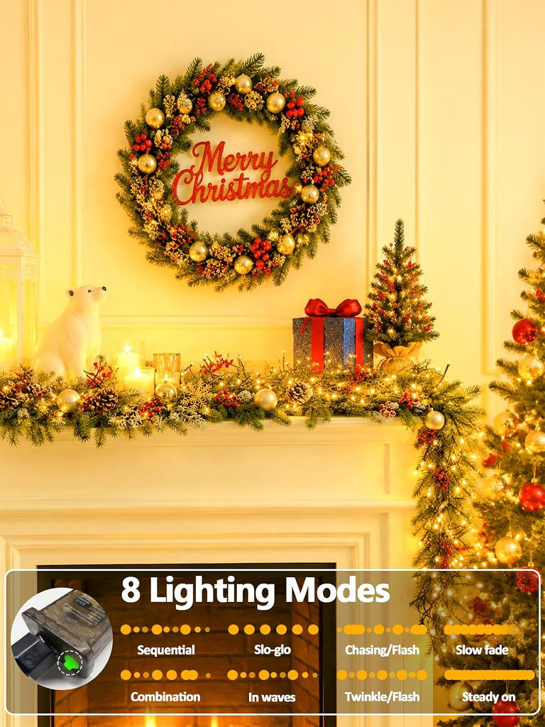 1000 LED Cluster Lights with Remote, Christmas Tree Lights Warm White