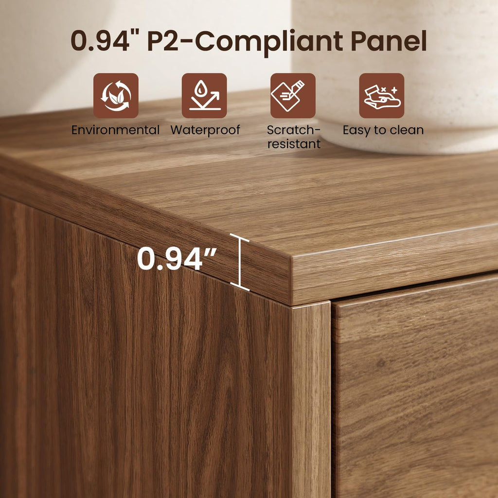 70'' TV Stand for TVs Up to 75'', Wood Entertainment Center with Sliding Doors and Drawers, Television Console