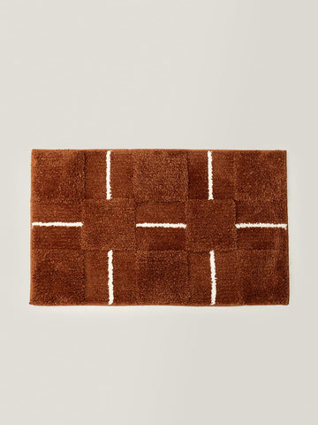 2.5'-High-Low Pile Geometric Accent Rug, Bath Mat Washable, Non-Slip