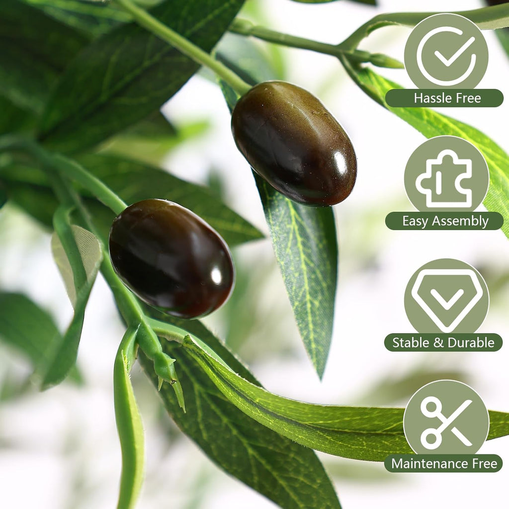 6ft Faux Olive Tree with Lifelike Fruits and Realistic Leaves