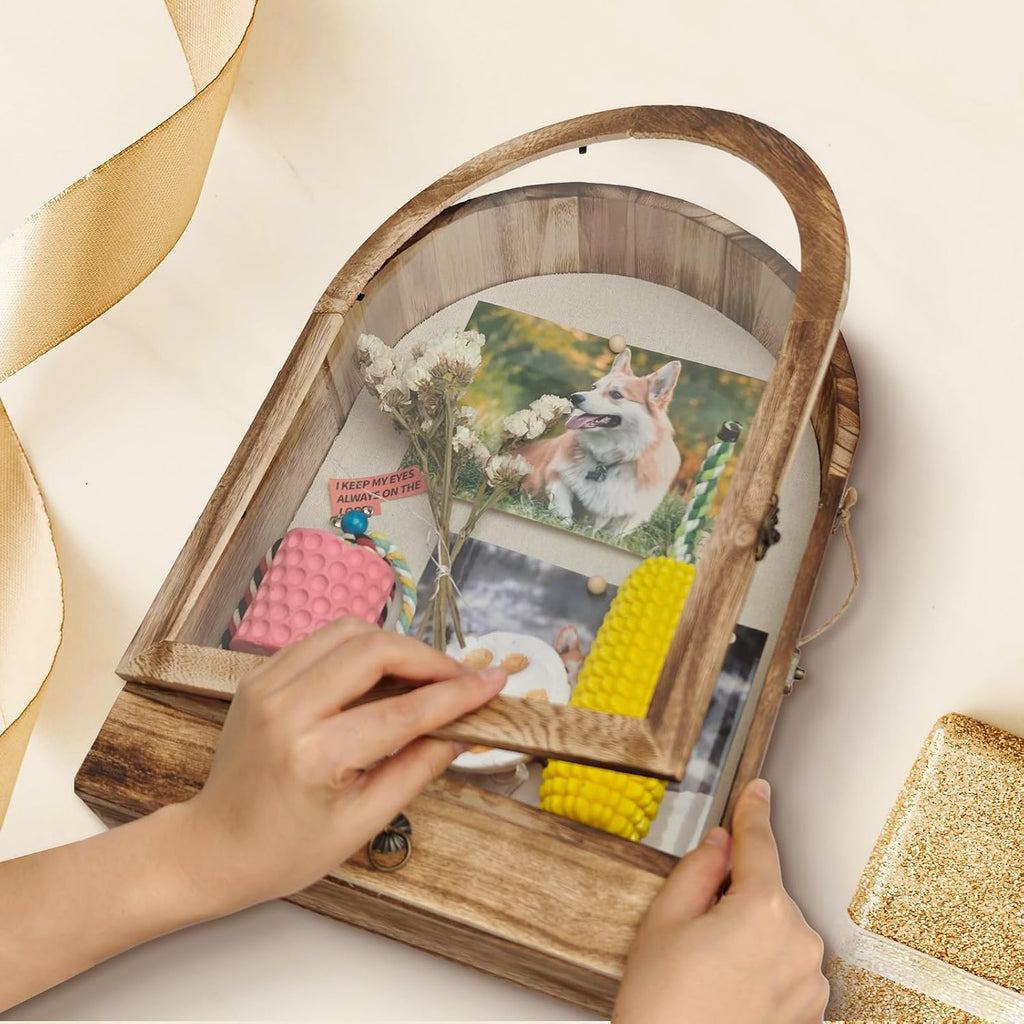 Pet Memorial Shadow Box, Arch Wooden Keepsake Display