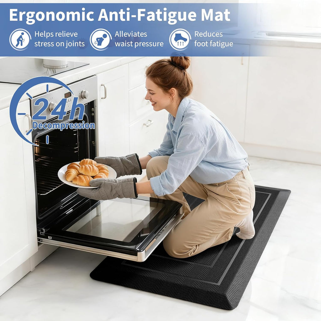 9/10"" Extra Thick Cushioned Anti Fatigue Kitchen Mat, Waterproof High Density Foam Standing Desk Mat, Non-Slip