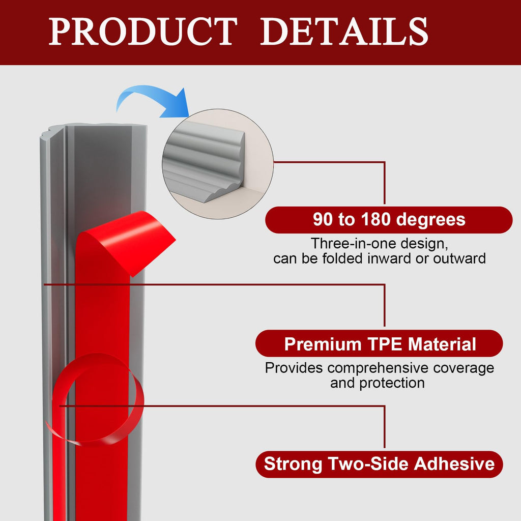 Wall Corner Protector Trim, 20 Feet Flexible Inside & Outside Guard, Peel and Stick Molding, Self-Adhesive Strip for