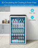 Beverage Refrigerator Cooler - 126 Can Mini Fridge Glass Door for Drinks Soda Be