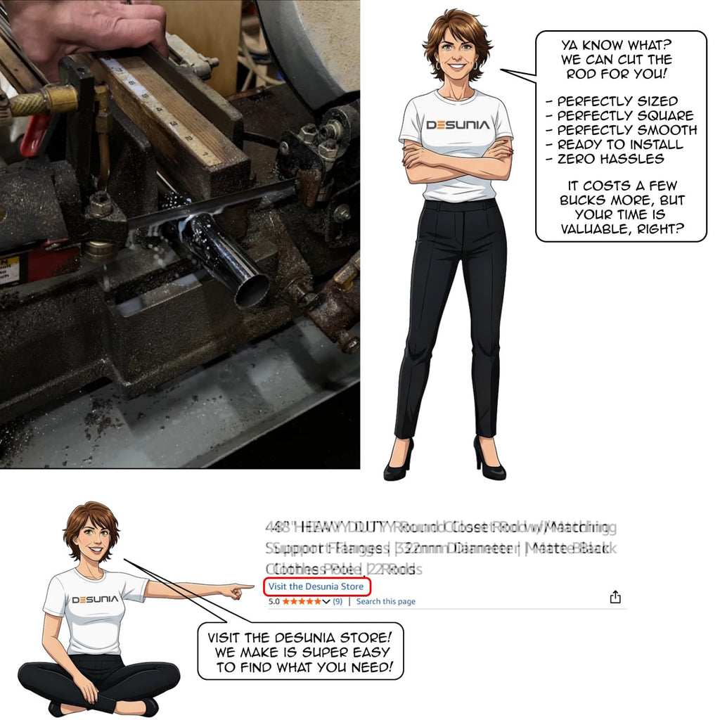 Closet Rod Support Flanges with Screw On Attachment | Heavy Duty 32mm Diameter Clothes Pole End Sockets for Wardrobes