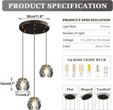 3 Light Cluster Pendant Lighting Black Crystal Chandelier Small Crystal Pendant Lights Kitchen Island Modern Hanging Light Fixture Gold Dining Room Light Fixtures Over Table A116-B0F8VW5DM2