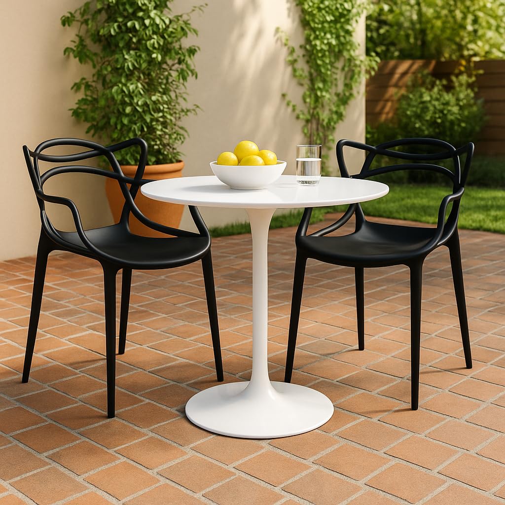 Modern Dining Chair | Stackable Indoor or Outdoor Entangled Side Chair | Weather Resistant Plastic, Restaurant