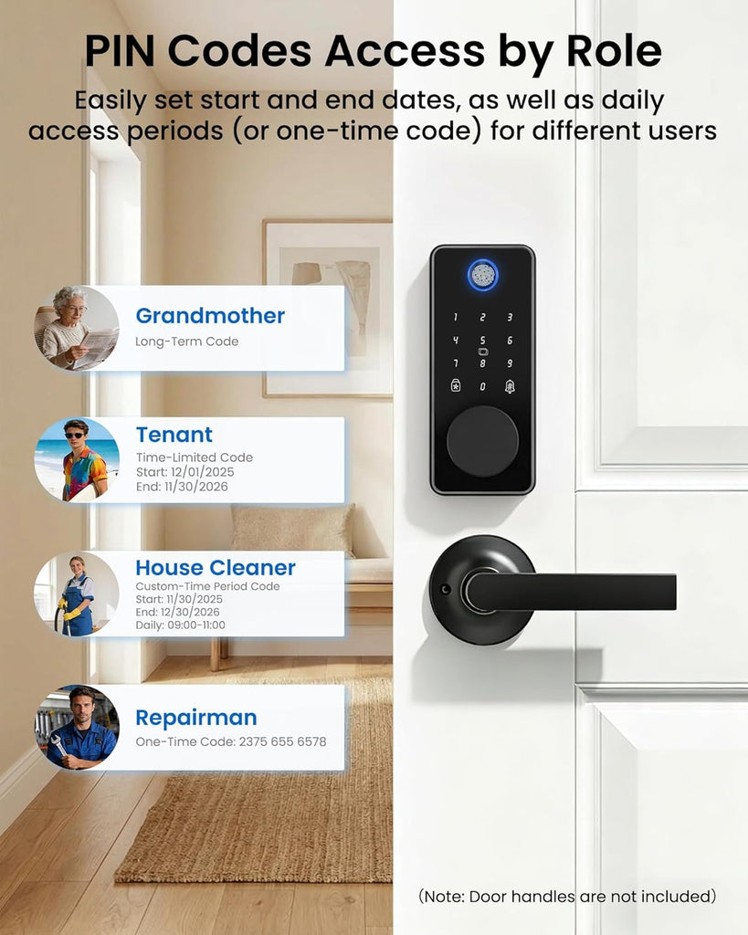Fingerprint Keyless Entry Door Lock, Smart Deadbolt Lock App Control