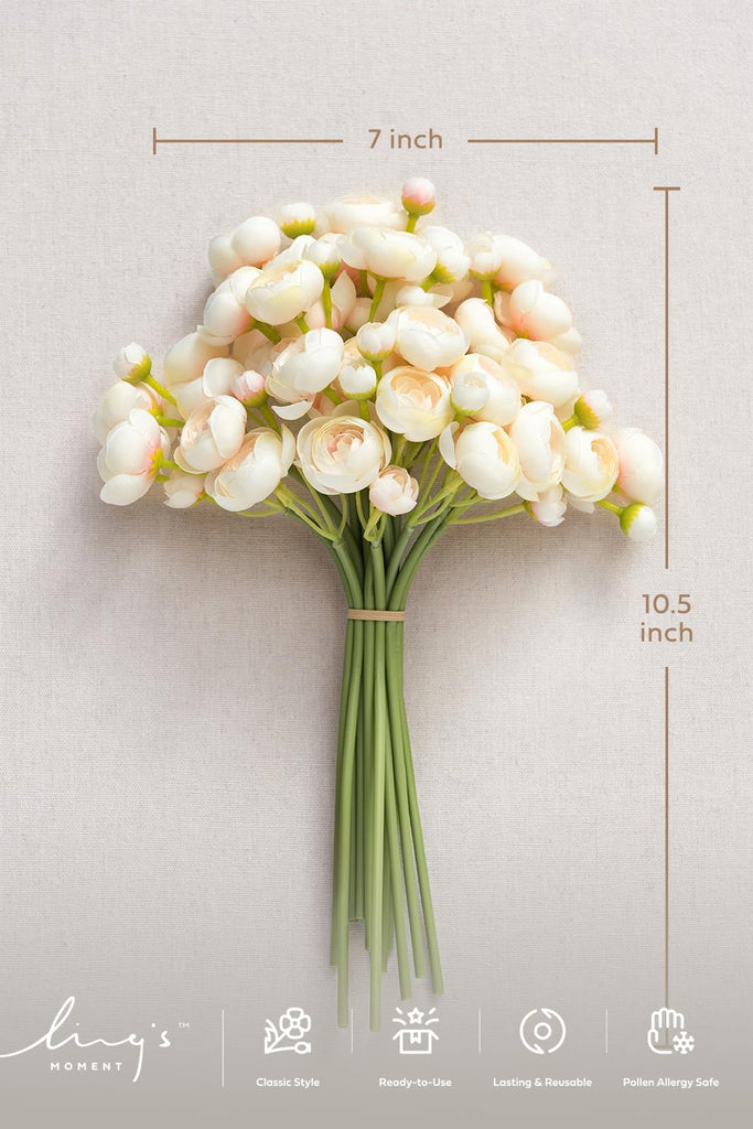 Fake Flowers Artificial Flower Faux Silk Ranunculus Peach