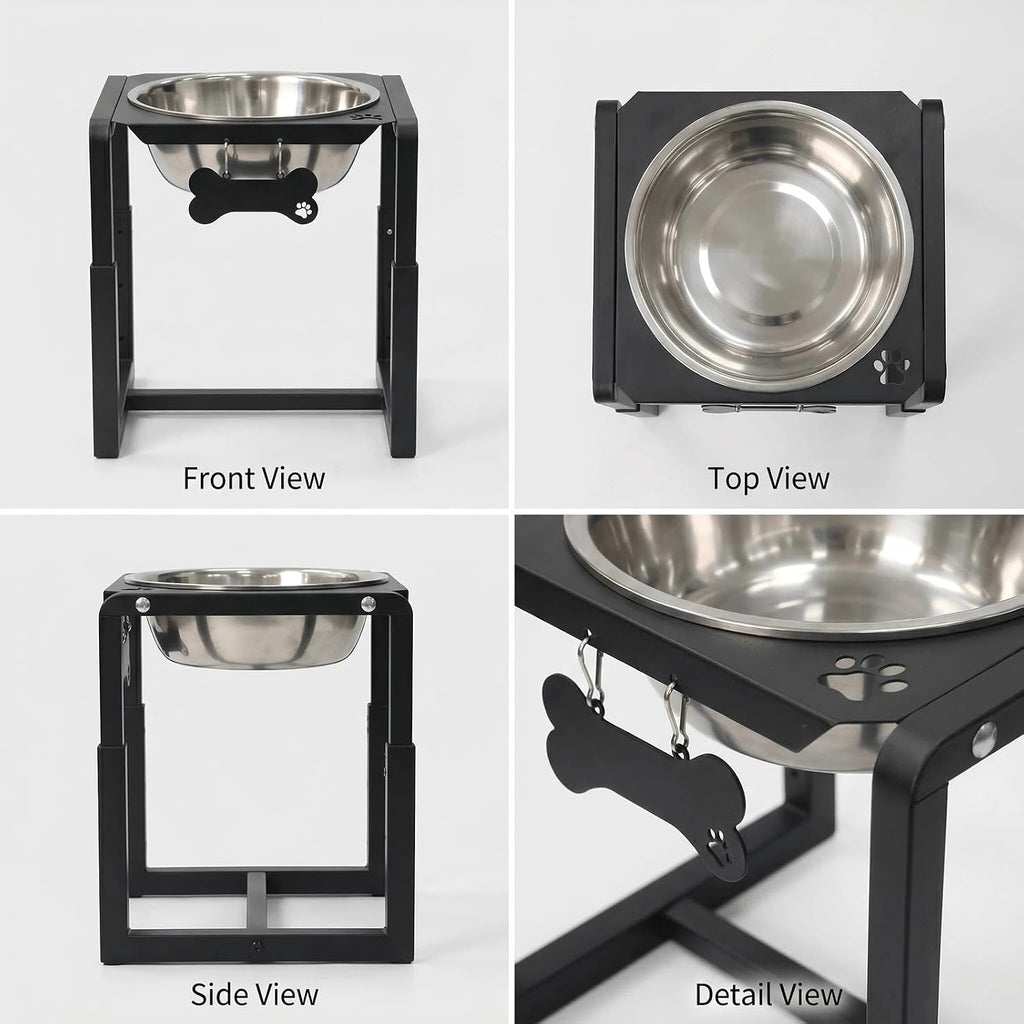 Metal Elevated Dog Bowls, Raised Dog Bowls for Medium/Large Breeds with One 111oz Stainless Steel Water Bowls, 3