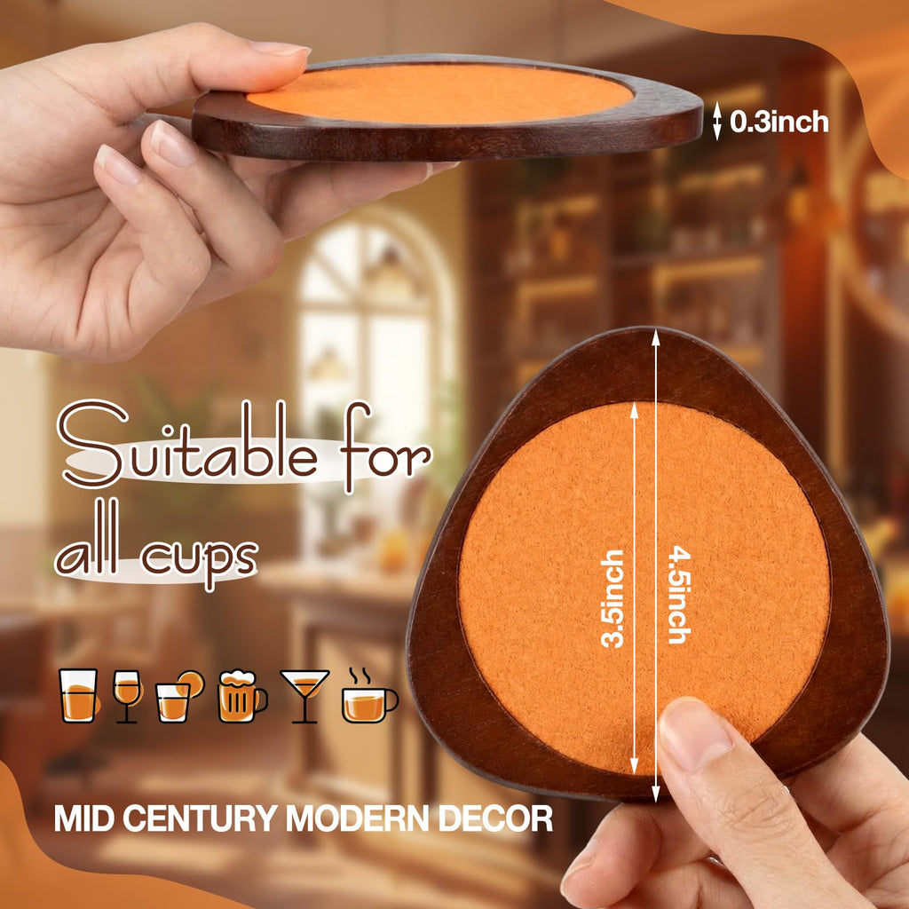 6 Pcs Mid Century Modern Coasters Wood Absorbent Coaster, Colorful