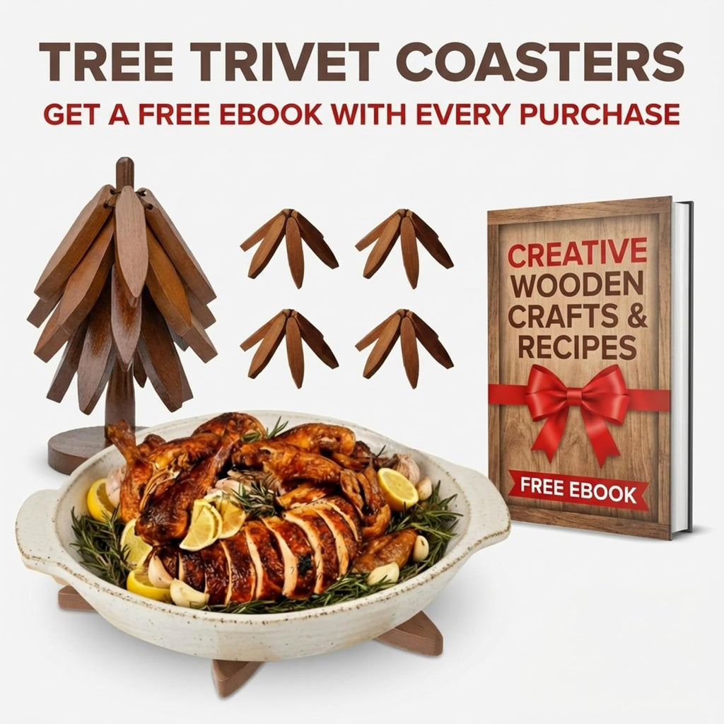 Tree Shaped Wooden Trivets for Hot Dishes, Pots & Pans - Hot Pads