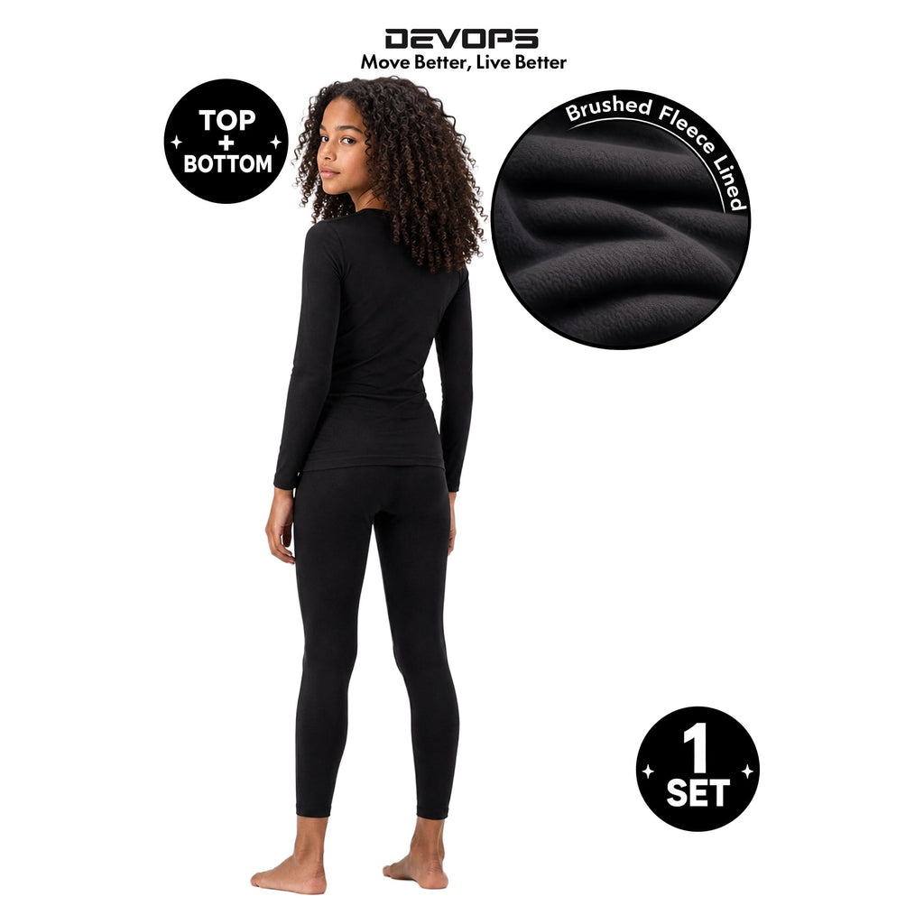Kids Thermal Underwear Set Long Johns for Boys and Girls Black