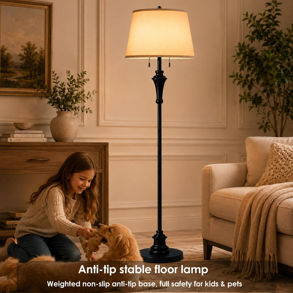 58'' Dimmable Matte Black Floor Lamps (E26 Bulbs Included)