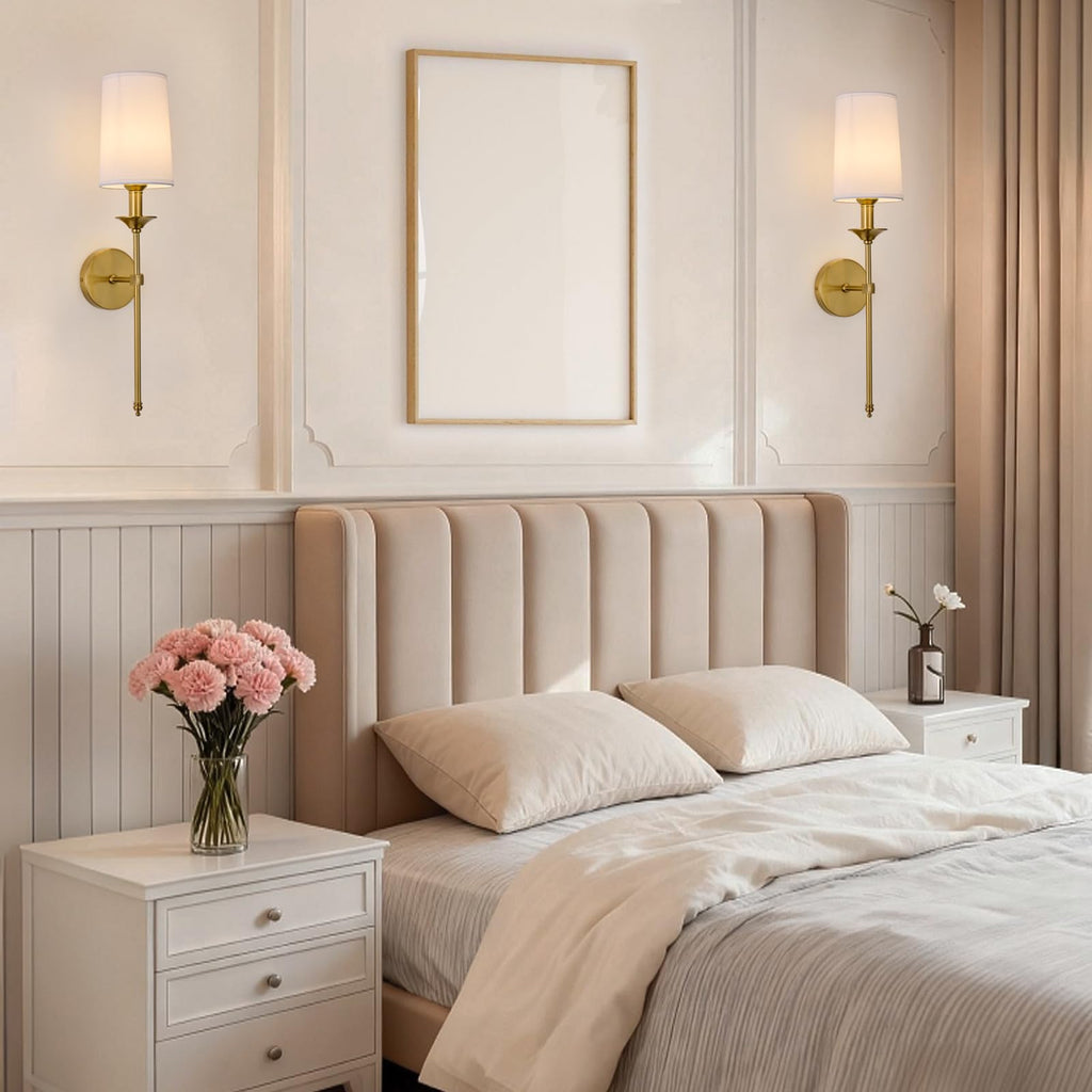 Hardwired Wall Sconces Set of 2 Candle Gold Wall Light Living Room Vanity Hallway Farmhouse Wired Bathroom Sconce