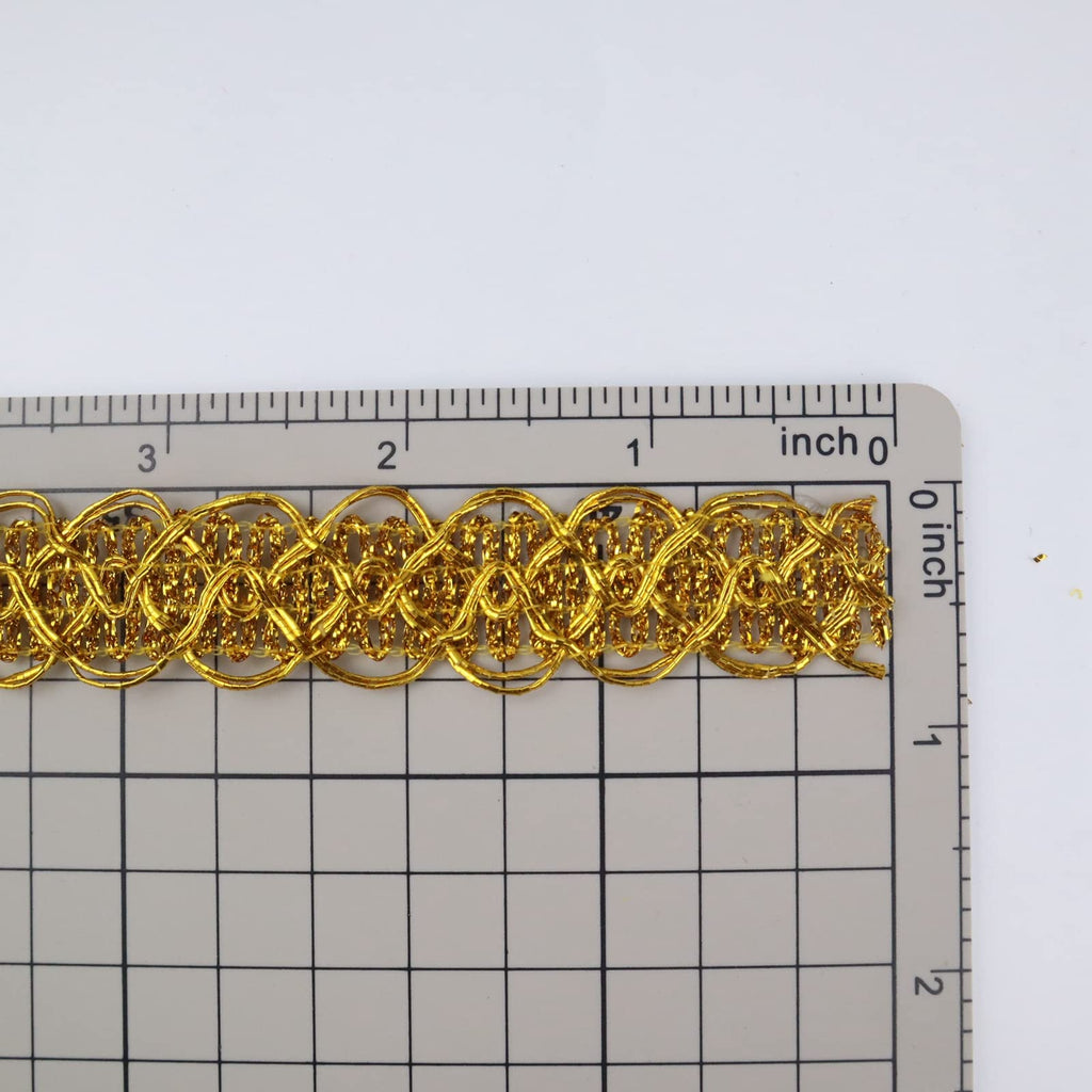 Gold Lace Trim Ribbon 18 Yards Gold Gimp Braid Scroll Braid Trim Metallic Edge Trim for Sewing, Cake, Bag, Purse
