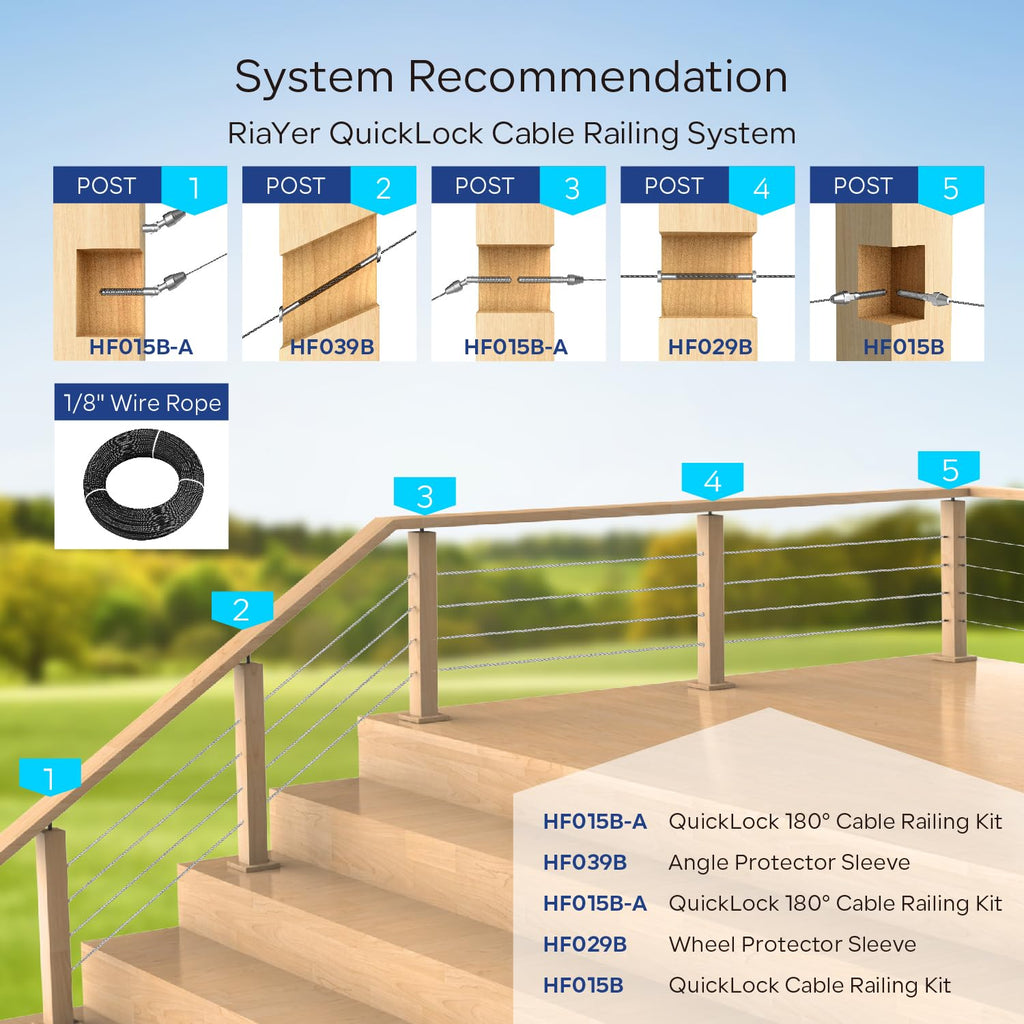 20 Pairs Cable Railing Kit Tensioner QuickLock, Right&Left Handed Thread Swageless Lag Screws for Wood Post of 1/8"