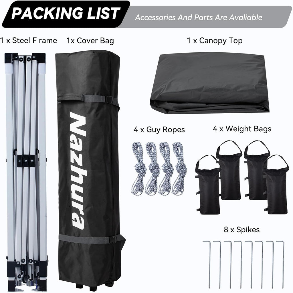 10' x 10' Pop Up Canopy Tent with Sand Weight Bag, Awing Freestanding Sun Shelter for Picnic and Camping - Gray