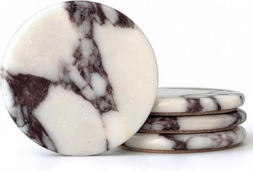 Coasters Natural Travertine Marble Coasters for Drinks Absorbent Stone with Holder Style Ceramic Drink - Set of 4