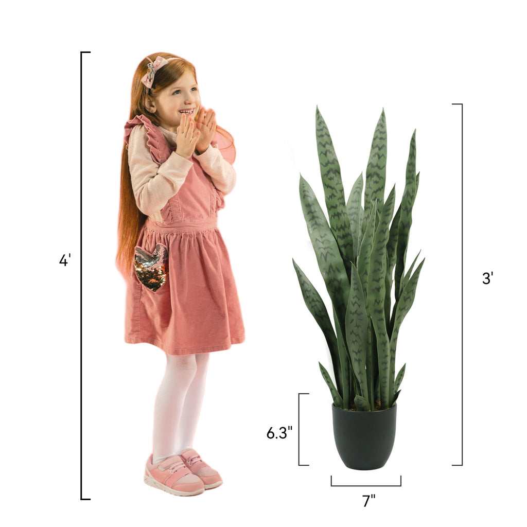 3ft Artificial Sansevieria Trifasciata Prain, Tropical Faux Snake Plant, Fake Mother in Law Tongue Plants, Greenery