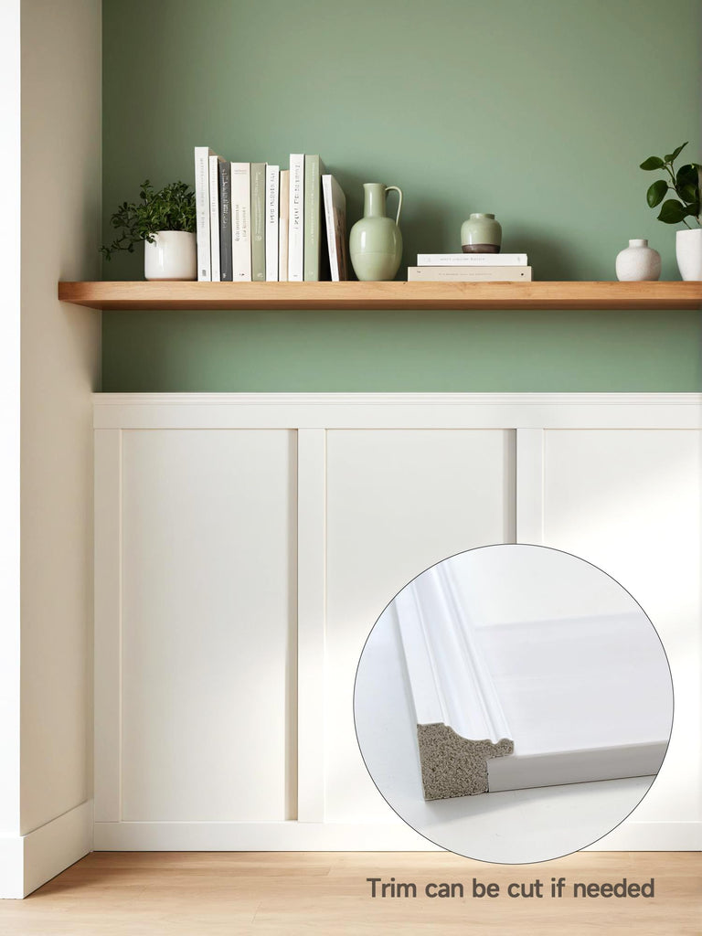 Board and Batten Wainscoting Panels, Paintable, 94" x 54", White