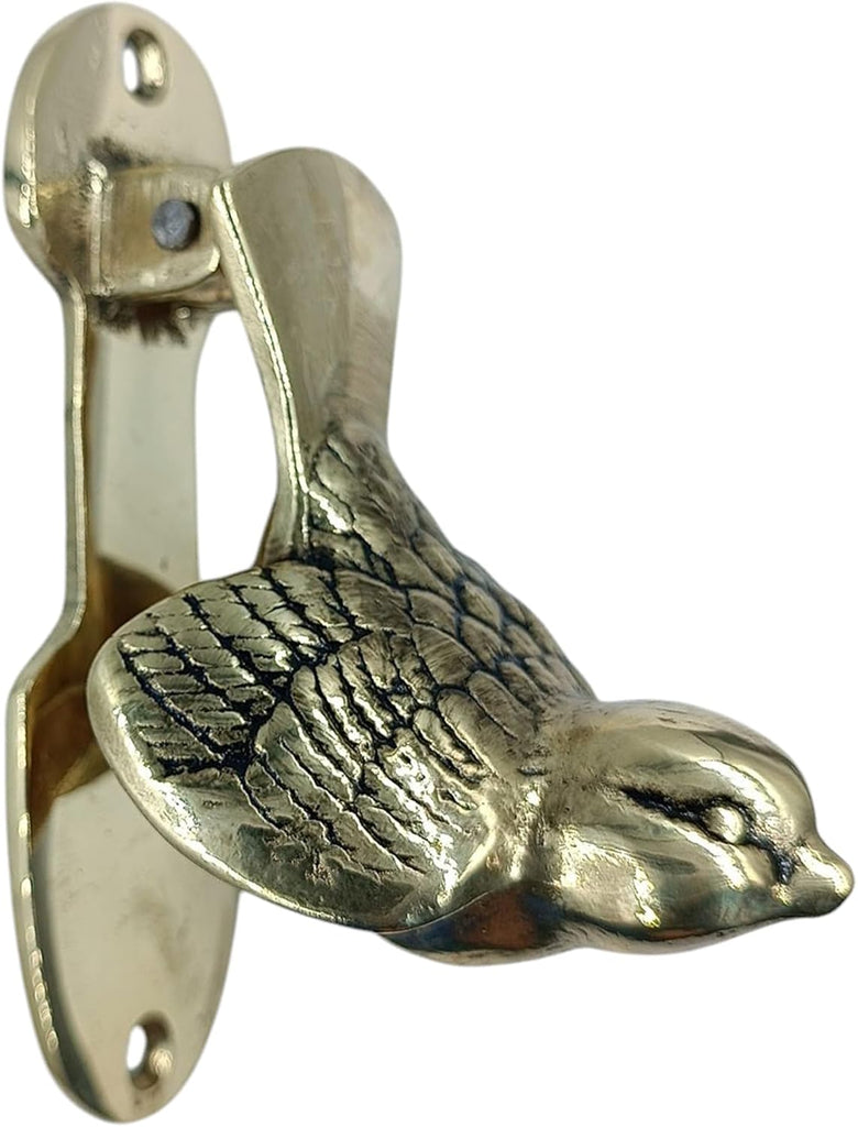 Brass Sparrow Bird Door Knocker, Unlaquared Finish (Antique Brass)