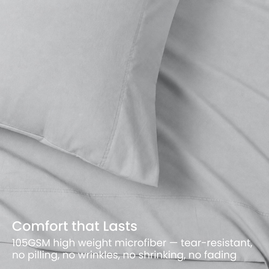 5 Pcs Split King Sheets Set - Soft, Breathable & Cozy - Light Grey