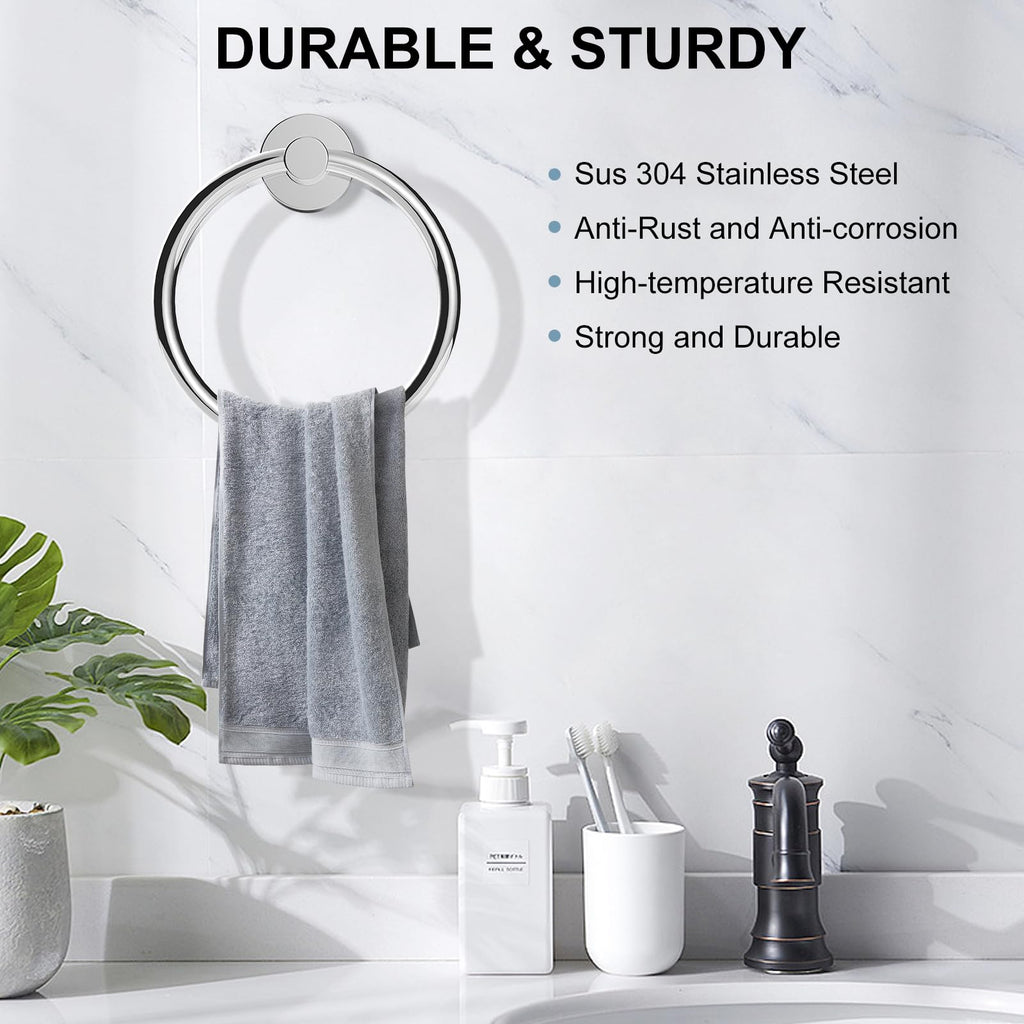 Towel Holder Wall Chrome Towel Ring, 2 Packs