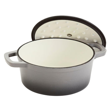 & Clark 5-Quart Enameled Cast Iron Dutch Oven Pot with Lid, Gray
