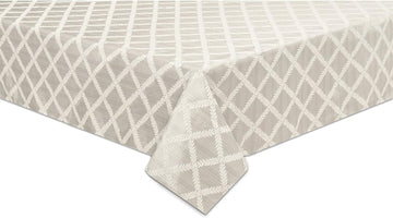Laurel Leaf Tablecloth, Platinum - 70"W x 144"L