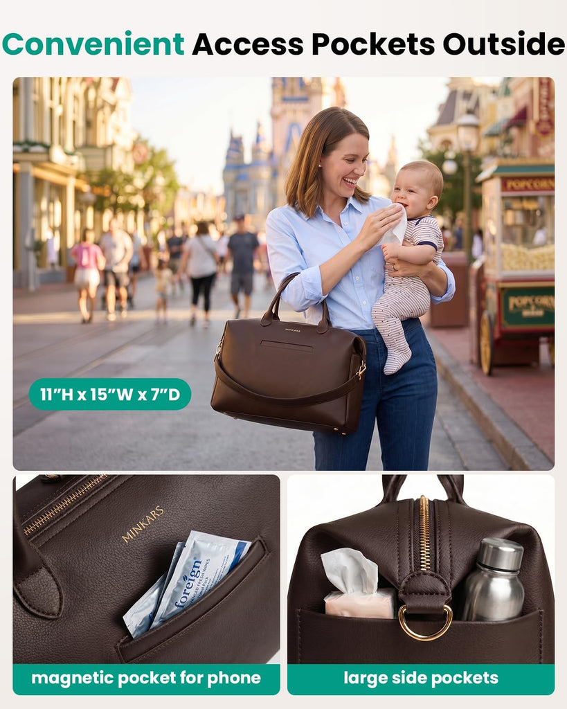 Modern Diaper Bag - Vegan Leather Hospital Bag