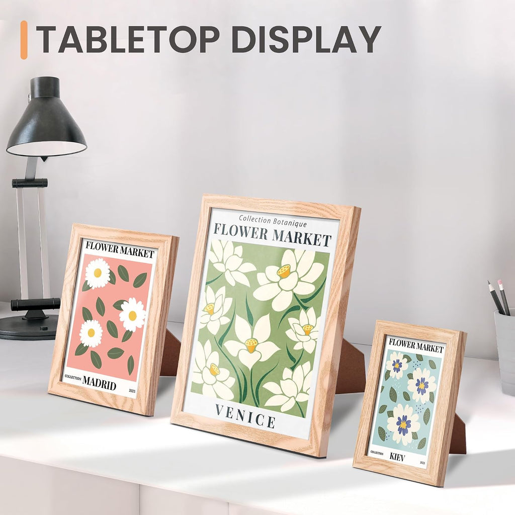 Picture Frames Set of 10, Including 8x10, 5x7, 4x6 Natural Frame | Multi Picture Frames Collage Wall Decor, Gallery