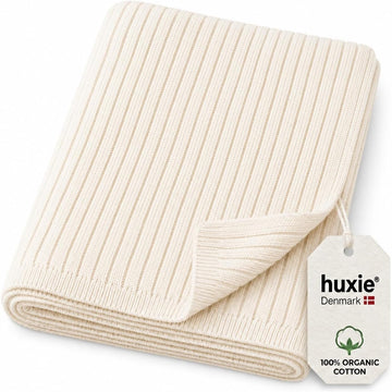 Ribbed Knit Baby Blanket - 100% Organic Cotton, Newborn Crib Quilt